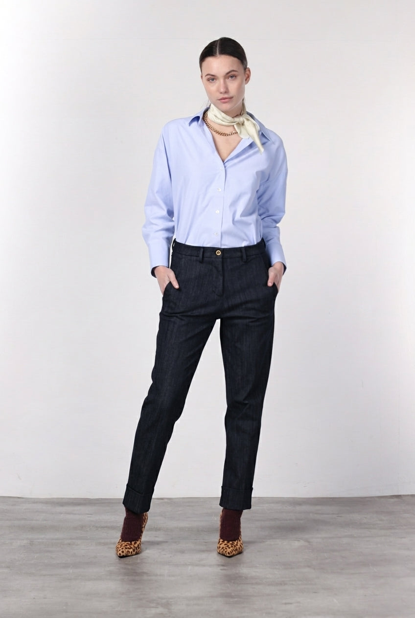 New York Carrot pantalone chino donna in denim stretch carrot fit ①