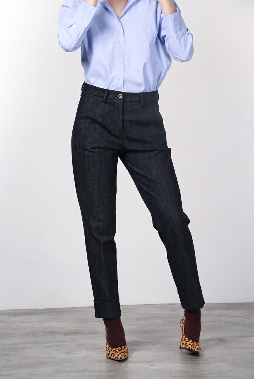 New York Carrot pantalone chino donna in denim stretch carrot fit ①