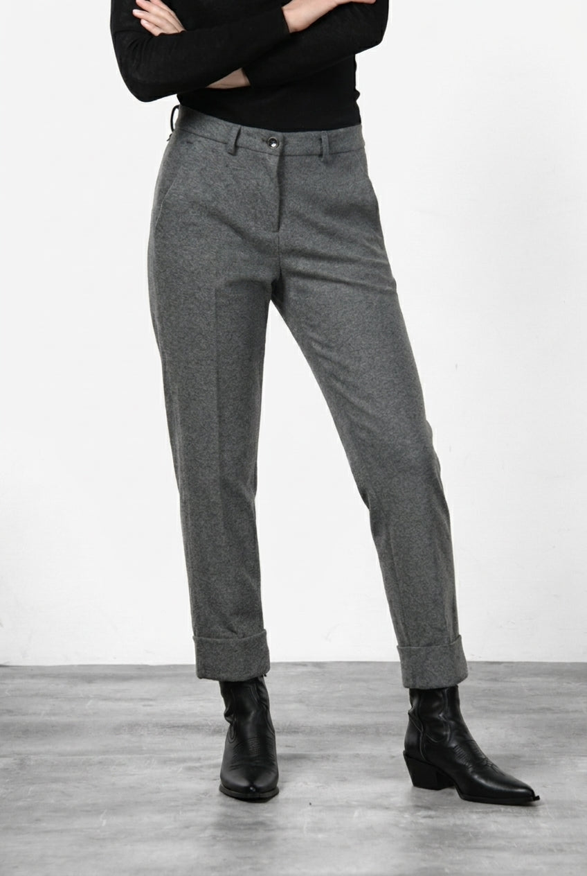 New York Carrot pantalone chino donna in jersey flanella carrot fit