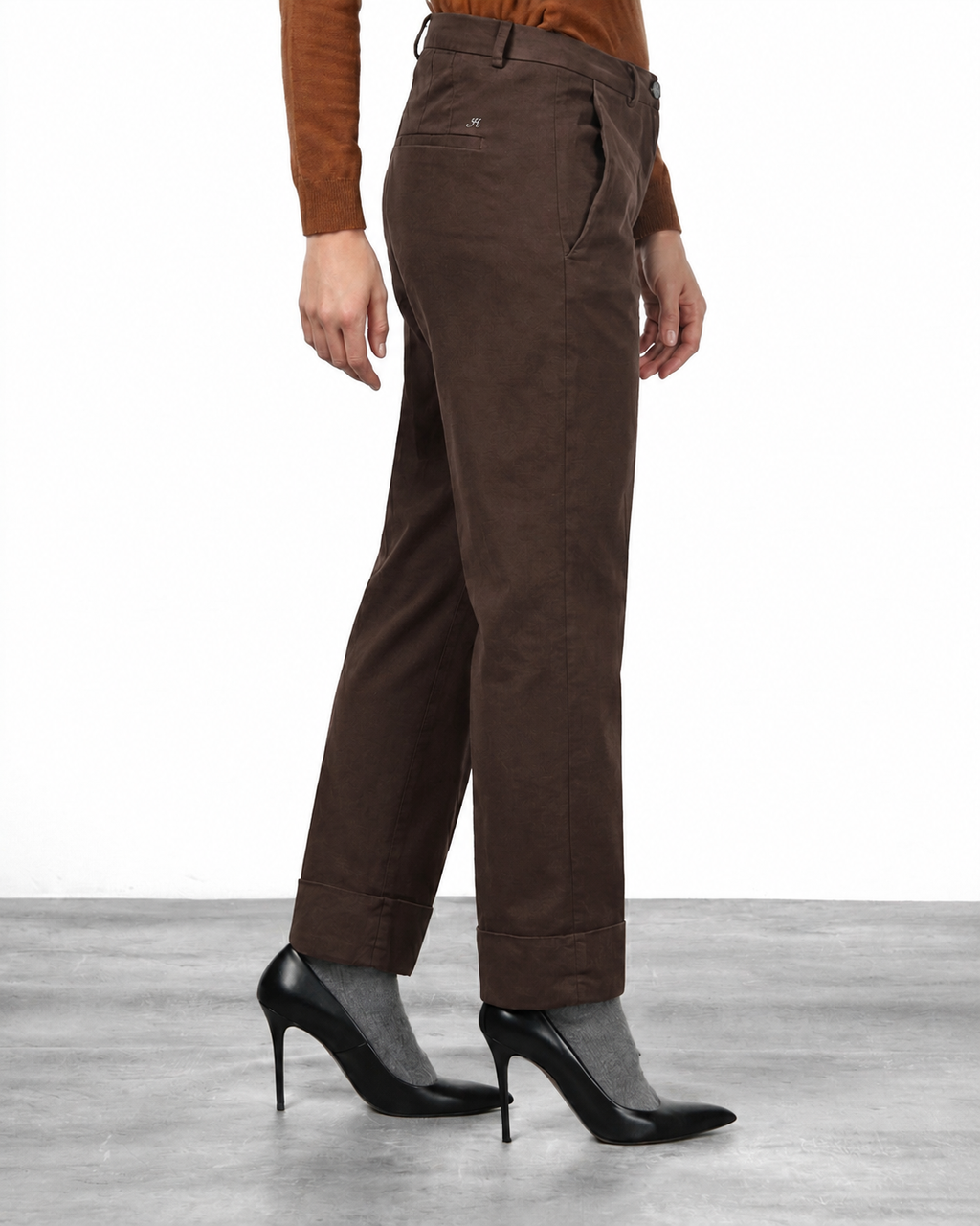New York Carrot Chinohose für Damen aus Baumwoll- und Wollgabardine mit carrot fit ①
