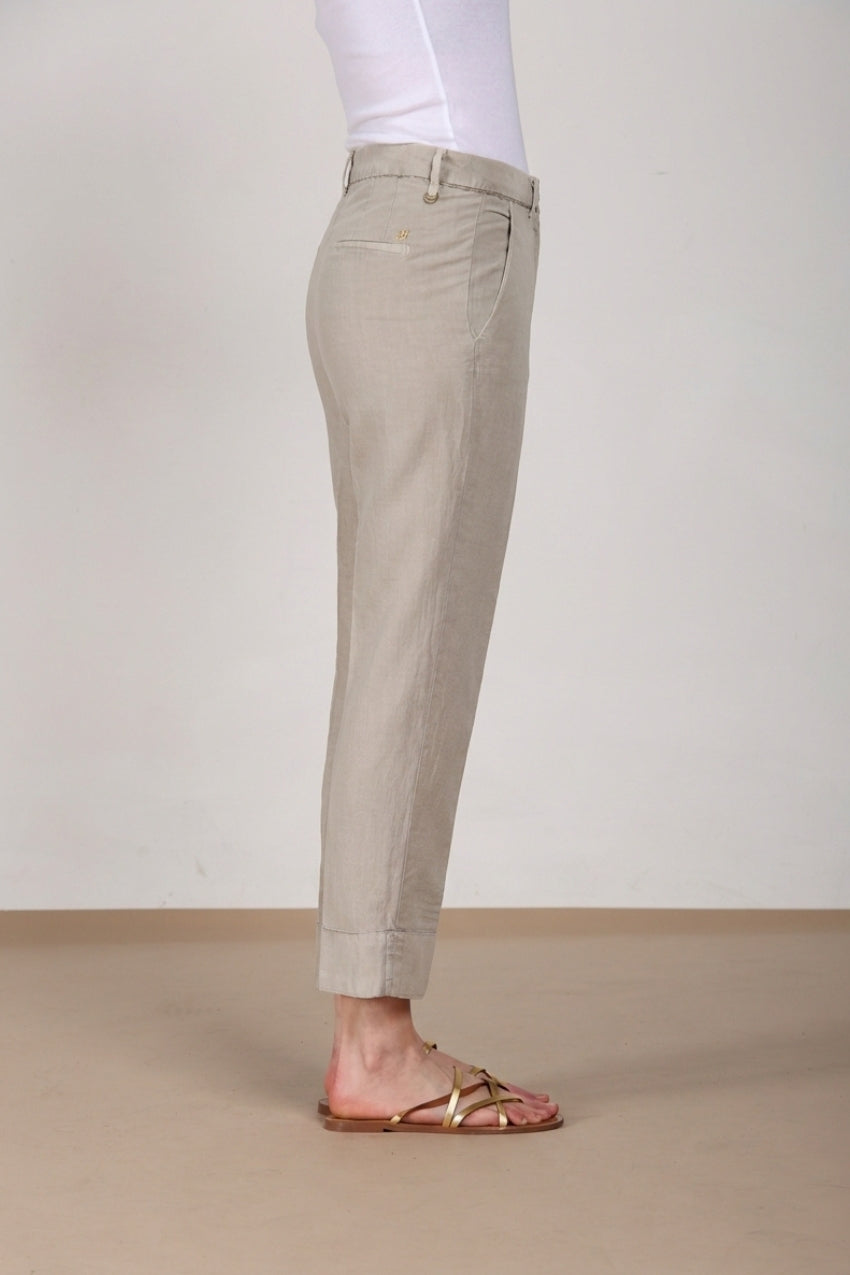 New York Carrot pantalone chino donna in twill di cotone e lino carrot fit