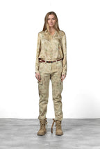 Marlene Cargo pantalón cargo de mujer en bull con motivo floral difuminado carrot fit