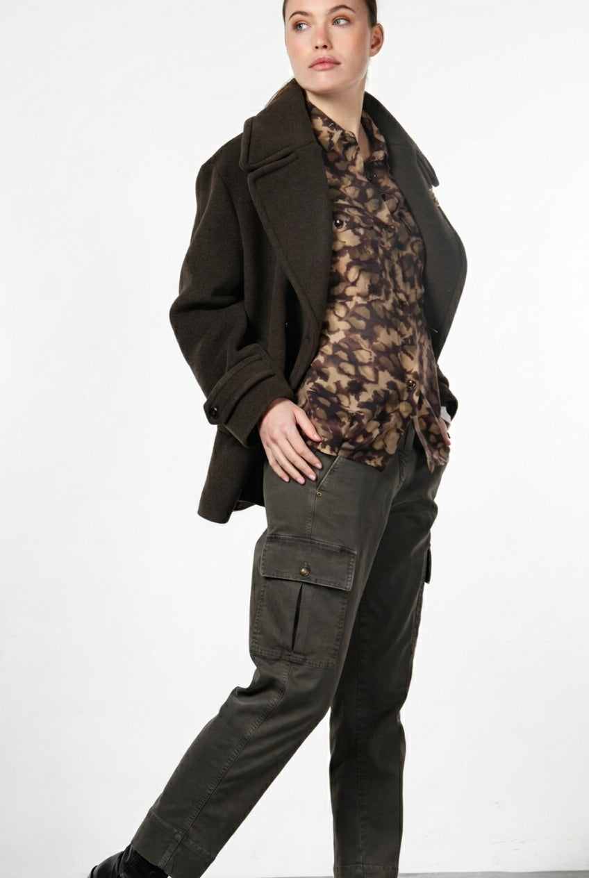 Marlene Cargo Damen-Cargohose aus Gabardine, Carrot Fit