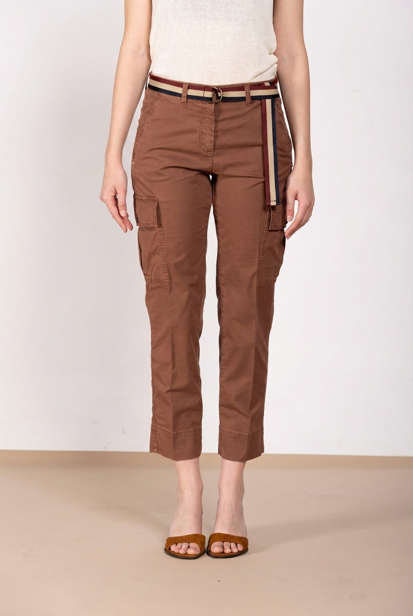 Marlene Cargo pantalone donna in twill leggero stretch carrot fit