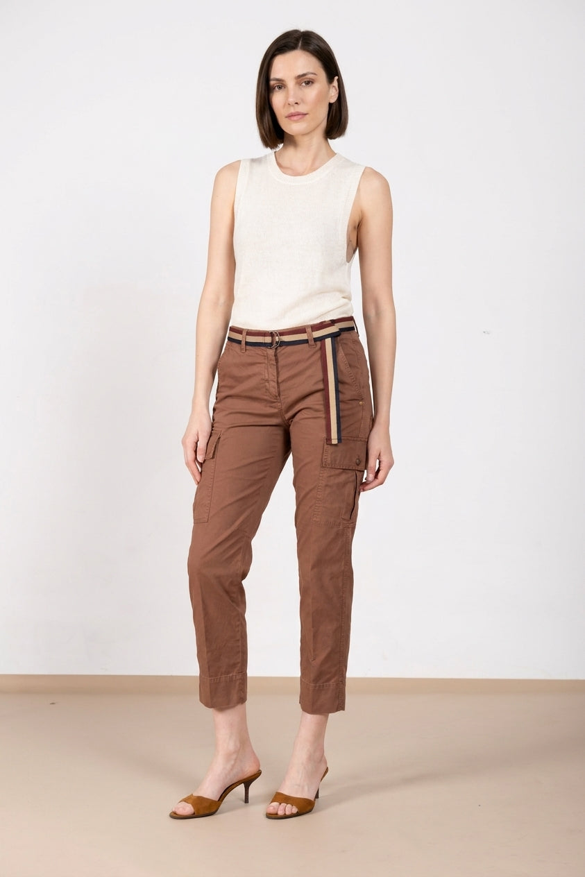 Marlene Cargo pantalone donna in twill leggero stretch carrot fit