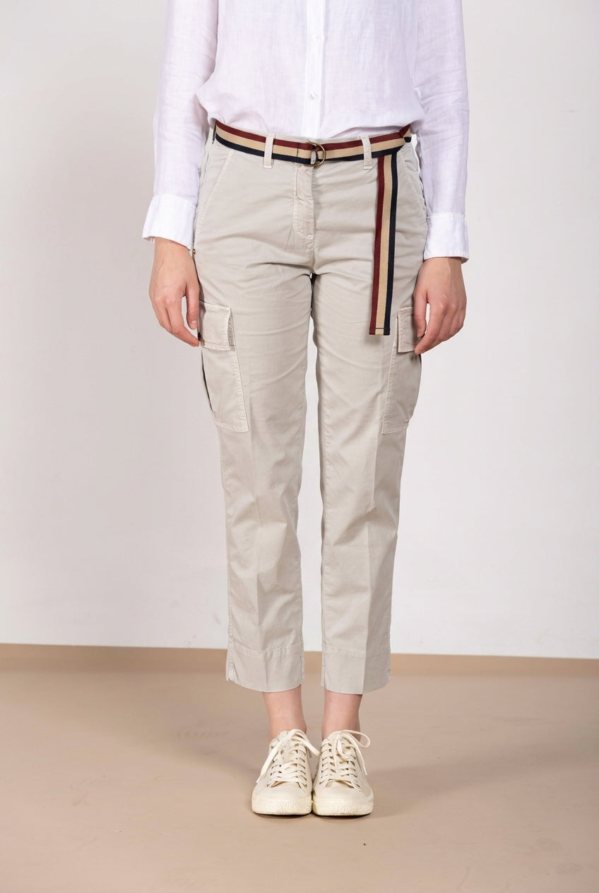 Marlene Cargo pantalone donna in twill leggero stretch carrot fit