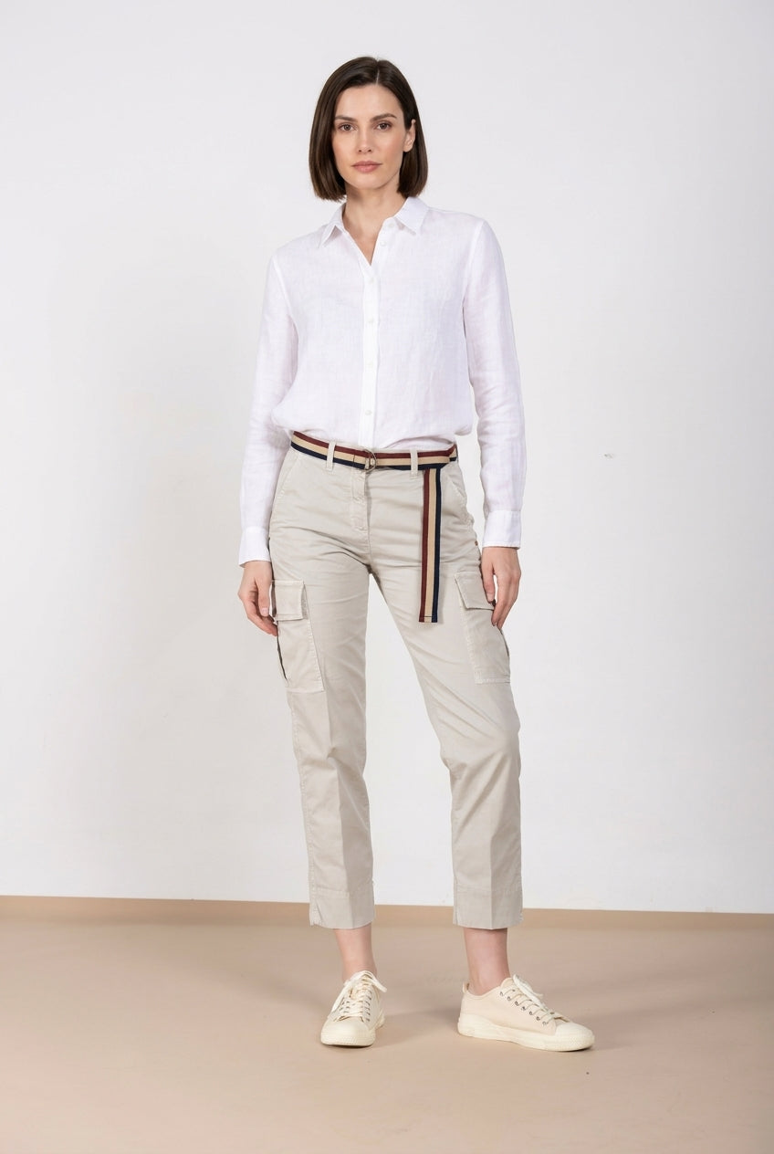 Marlene Cargo pantalone donna in twill leggero stretch carrot fit