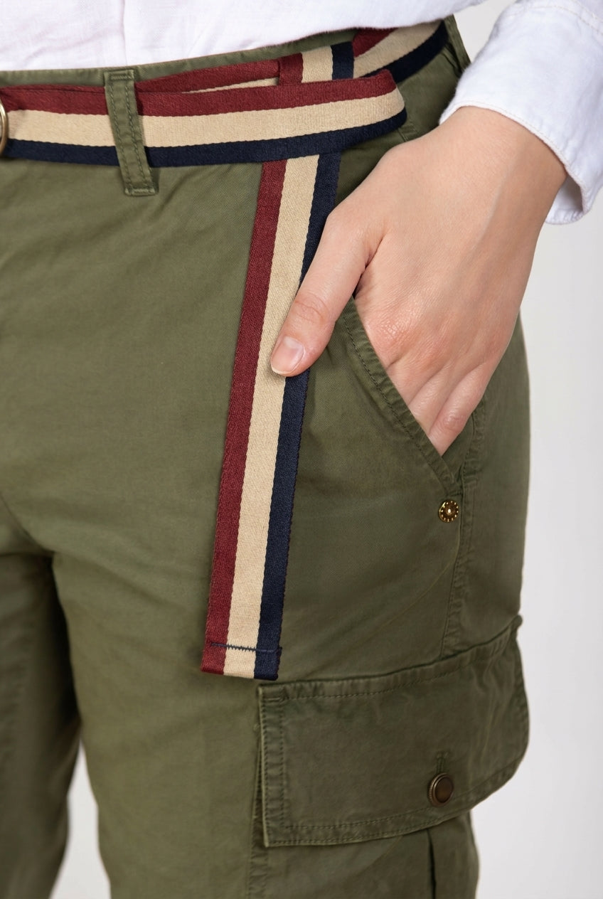 Marlene Cargo pantalone donna in twill leggero stretch carrot fit