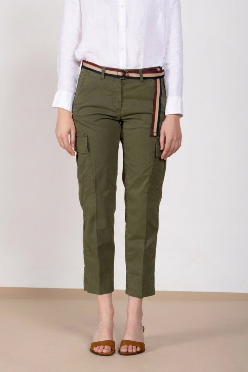 Marlene Cargo pantalone donna in twill leggero stretch carrot fit