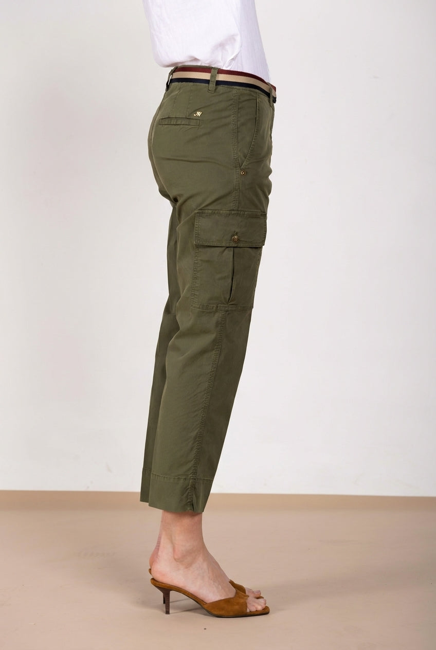Marlene Cargo pantalone donna in twill leggero stretch carrot fit