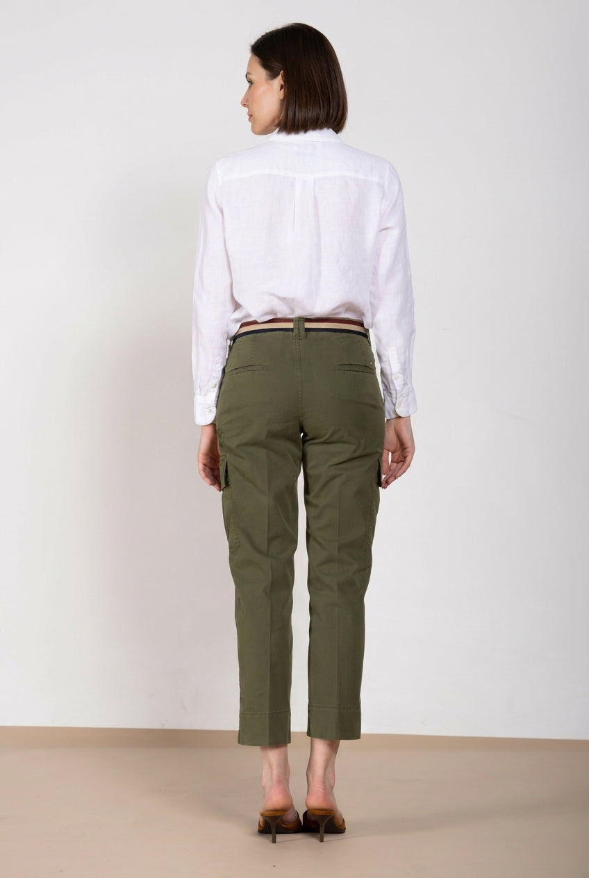 Marlene Cargo pantalone donna in twill leggero stretch carrot fit