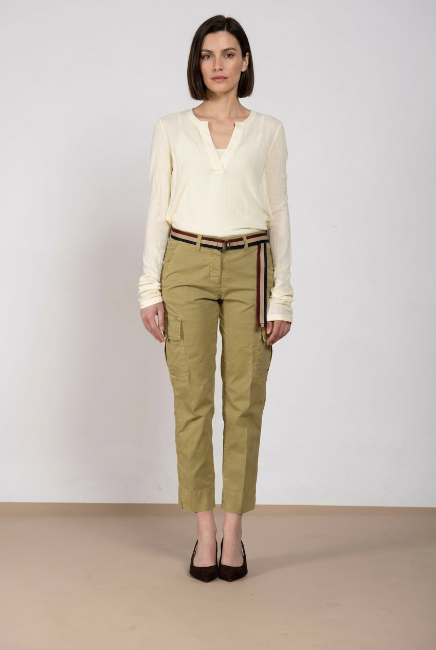 Marlene Cargo pantalone donna in twill leggero stretch carrot fit