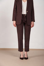 New York Carrot Sartoriale pantalón chino mujer en tela de mezcla de lino carrot fit