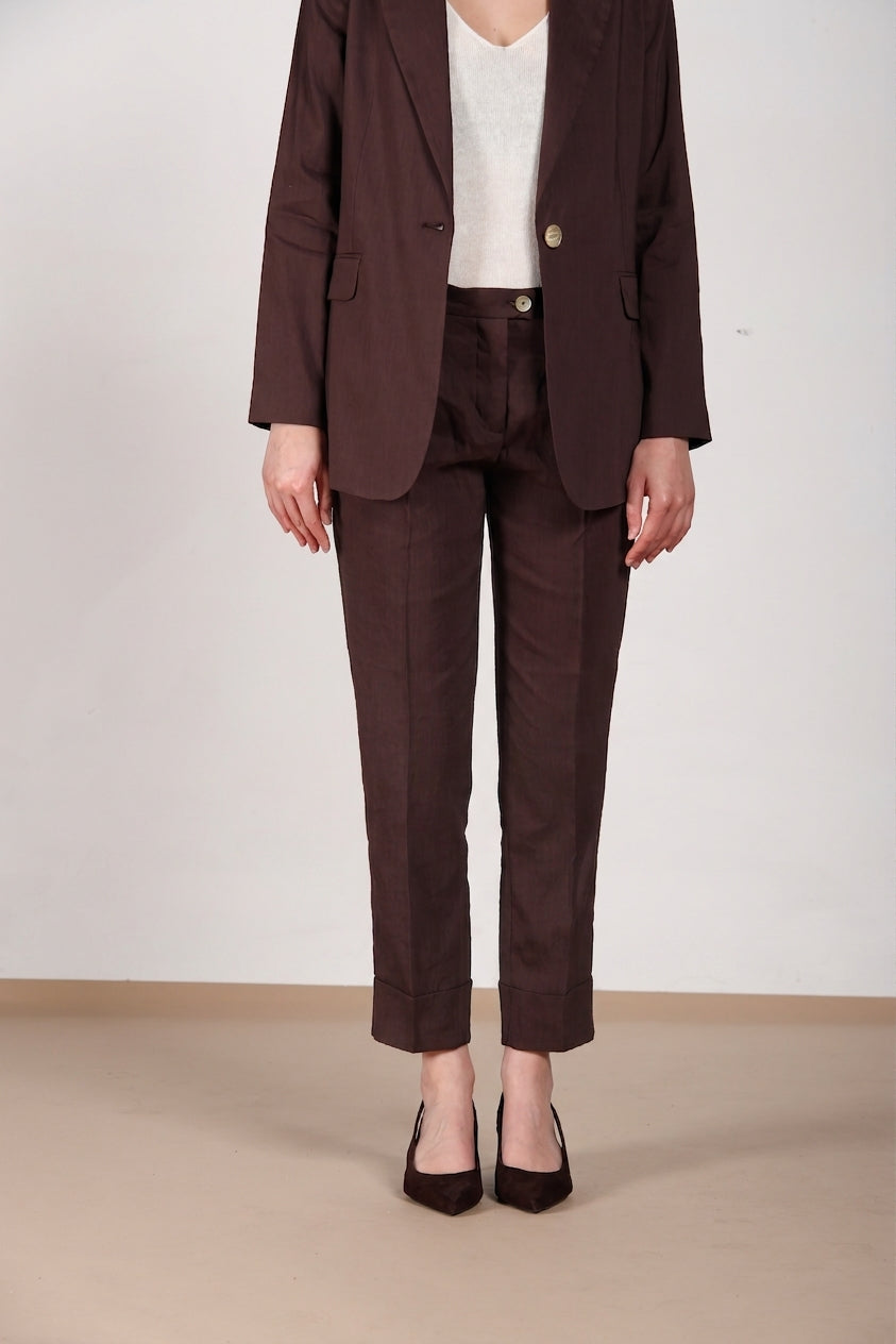 New York Carrot Sartoriale Hose Chino Dame aus Leinenmischgewebe carrot fit