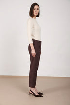 New York Carrot Sartoriale pantalón chino mujer en tela de mezcla de lino carrot fit