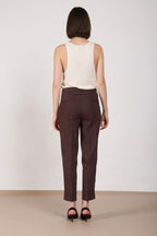 New York Carrot Sartoriale pantalón chino mujer en tela de mezcla de lino carrot fit