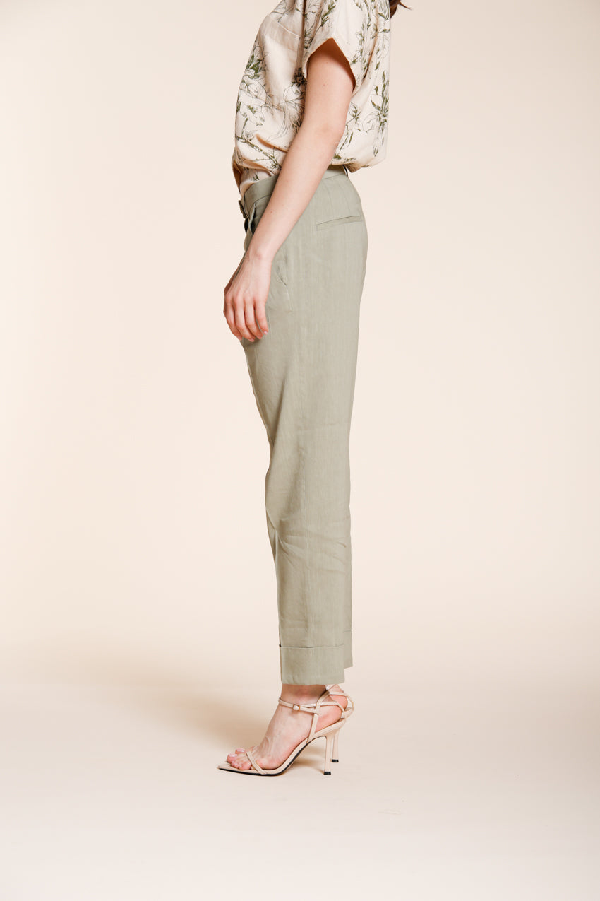 New York Carrot Sartoriale pantalón chino mujer en tela de mezcla de lino carrot fit