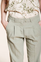 New York Carrot Sartoriale pantalón chino mujer en tela de mezcla de lino carrot fit
