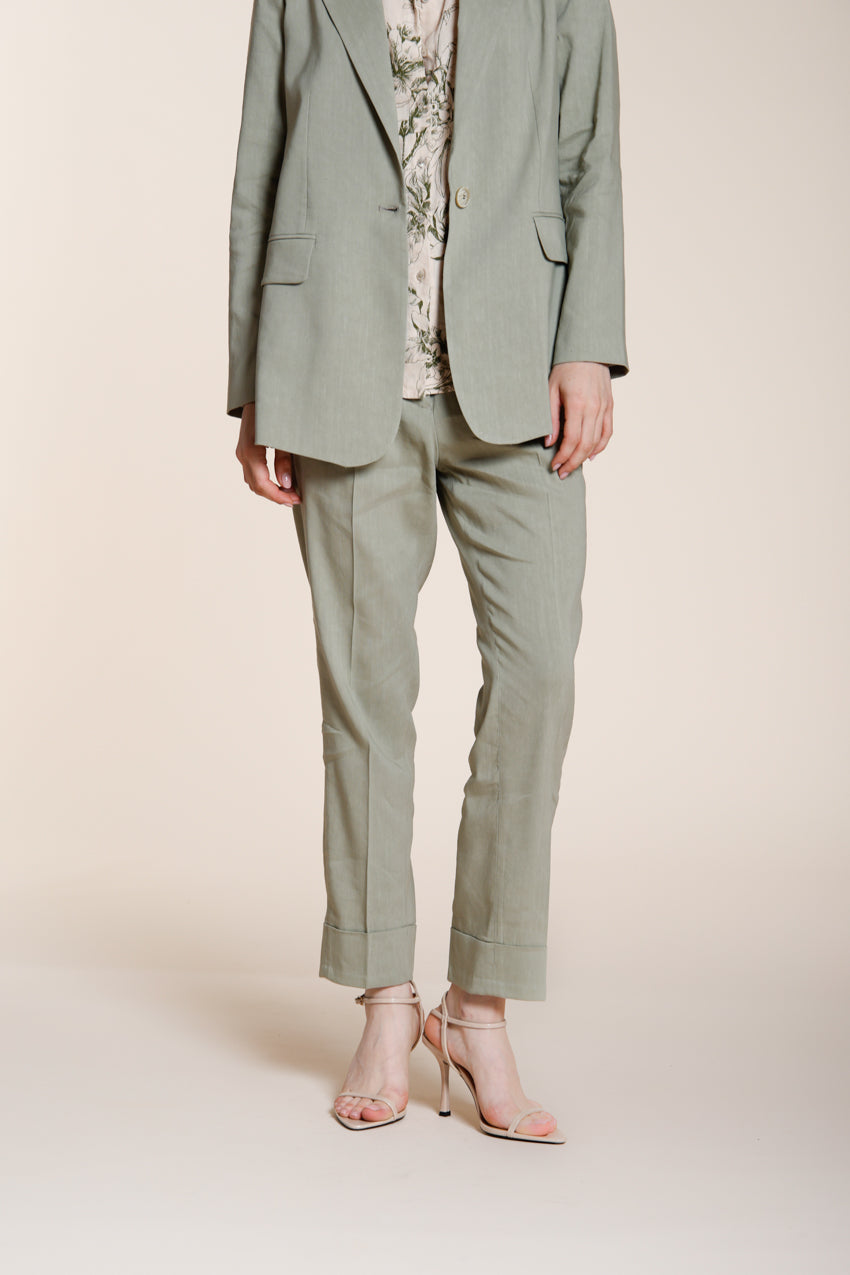 New York Carrot Sartoriale pantalón chino mujer en tela de mezcla de lino carrot fit