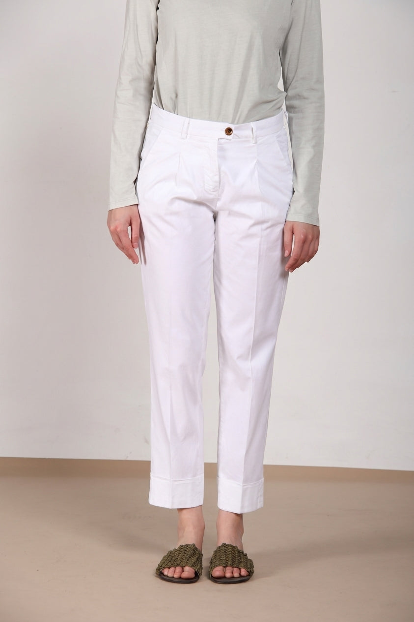 New York Carrot Sartoriale 1 Pince Damen-Chinohose aus Baumwoll- und Seidensatin carrot fit 