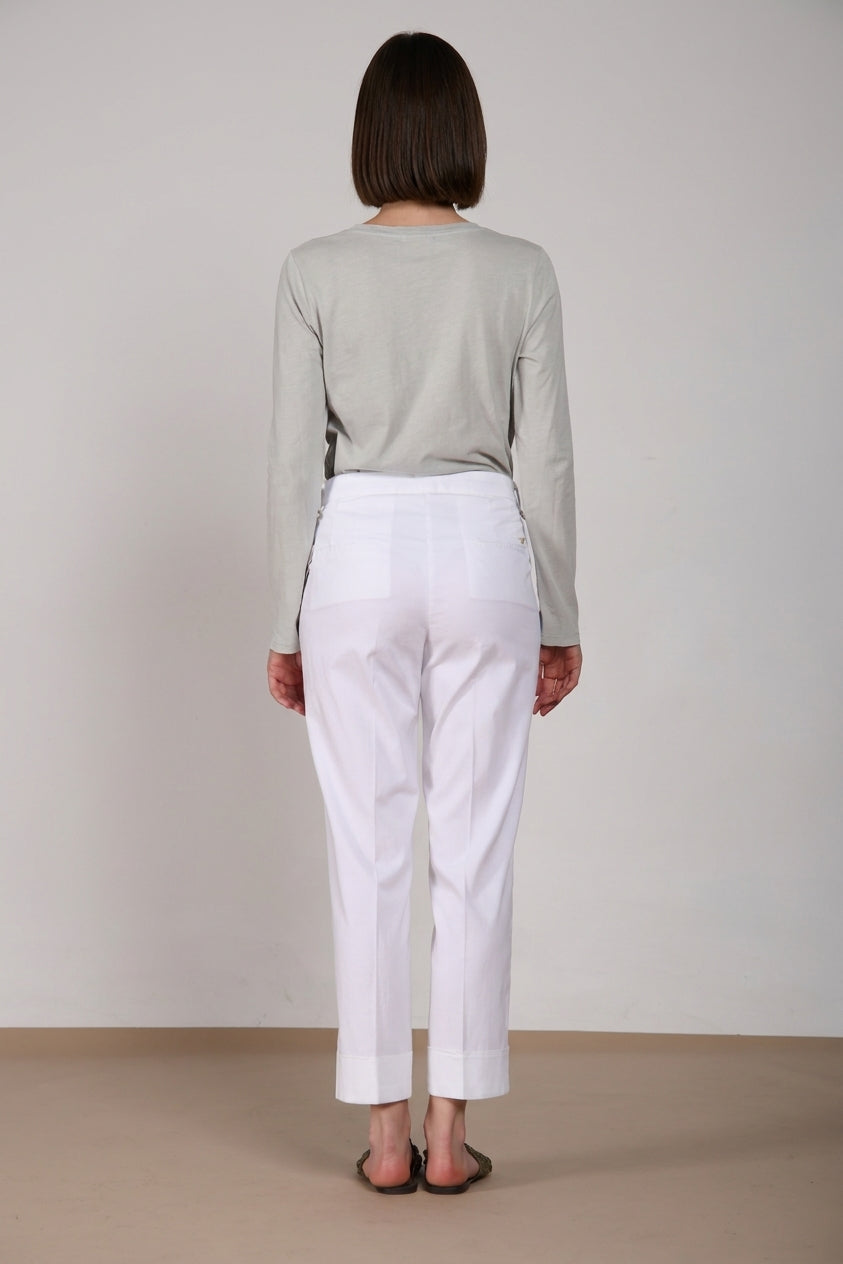 New York Carrot Sartoriale 1 Pince pantalone chino donna in raso di cotone e seta carrot fit ①