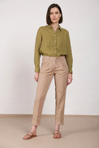 New York Carrot Sartoriale 1 Pince Damen-Chinohose aus Baumwoll- und Seidensatin carrot fit 