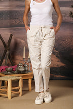 Fatique Jogger Damen Cargo Jogger Hose aus Mischgewebe aus Tencel und Baumwolle Carrot Fit