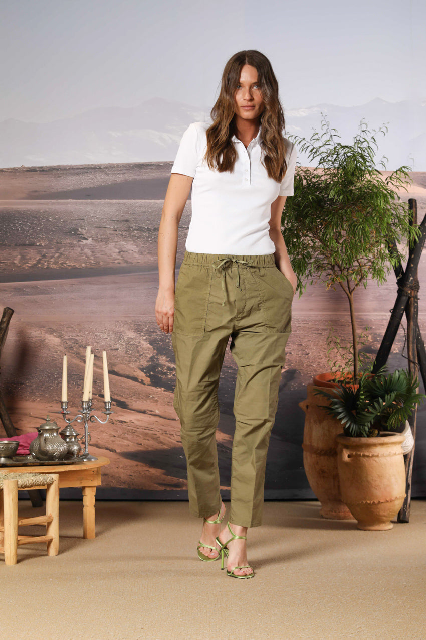 Fatique Jogger pantalone cargo jogger donna in tela paracadute misto lino e cotone carrot fit