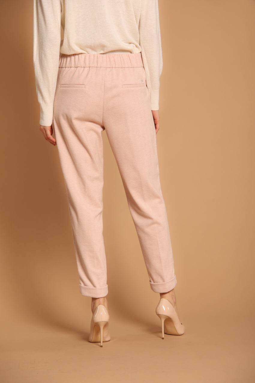 Easy Jogger pantalones chino mujer en jersey con motivo espiga ajuste relaxeed