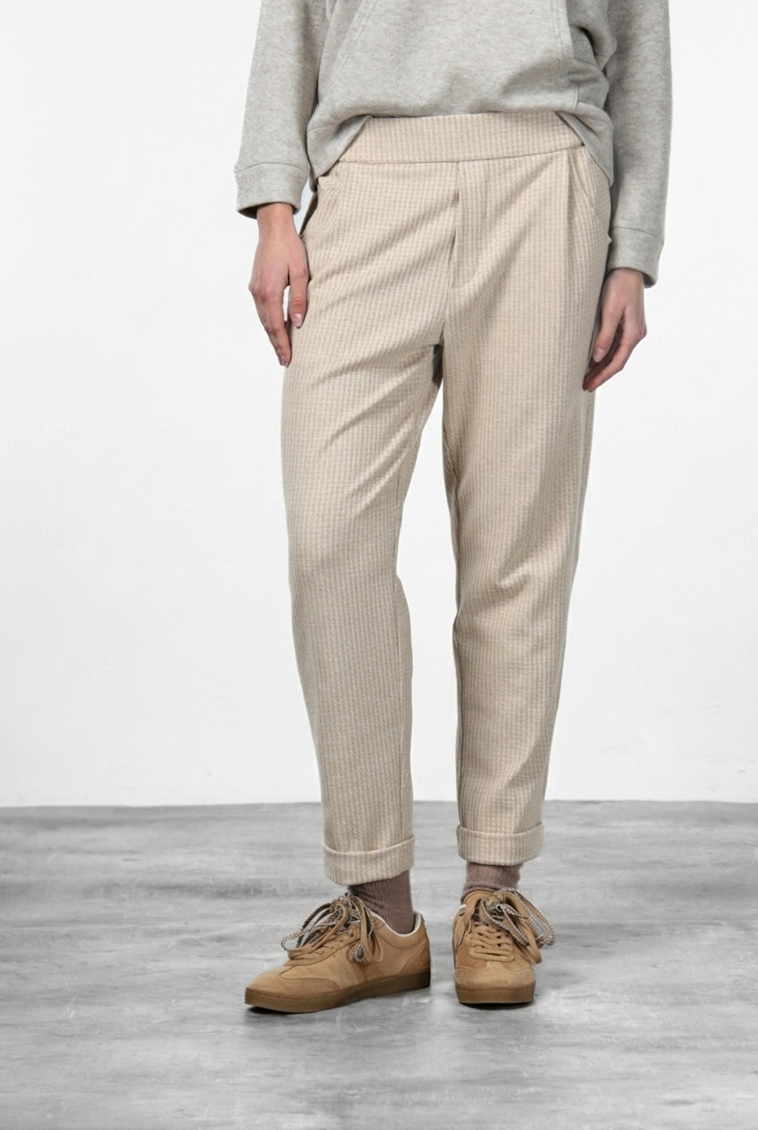 Easy Jogger Damen-Chinohose aus Jersey mit Mikromuster, Relaxed Fit
