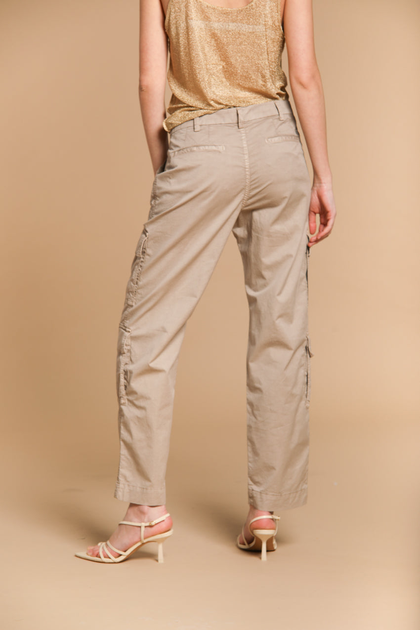 Evita Cargo pantalone cargo donna in gabardina elasticizzata relaxed fit