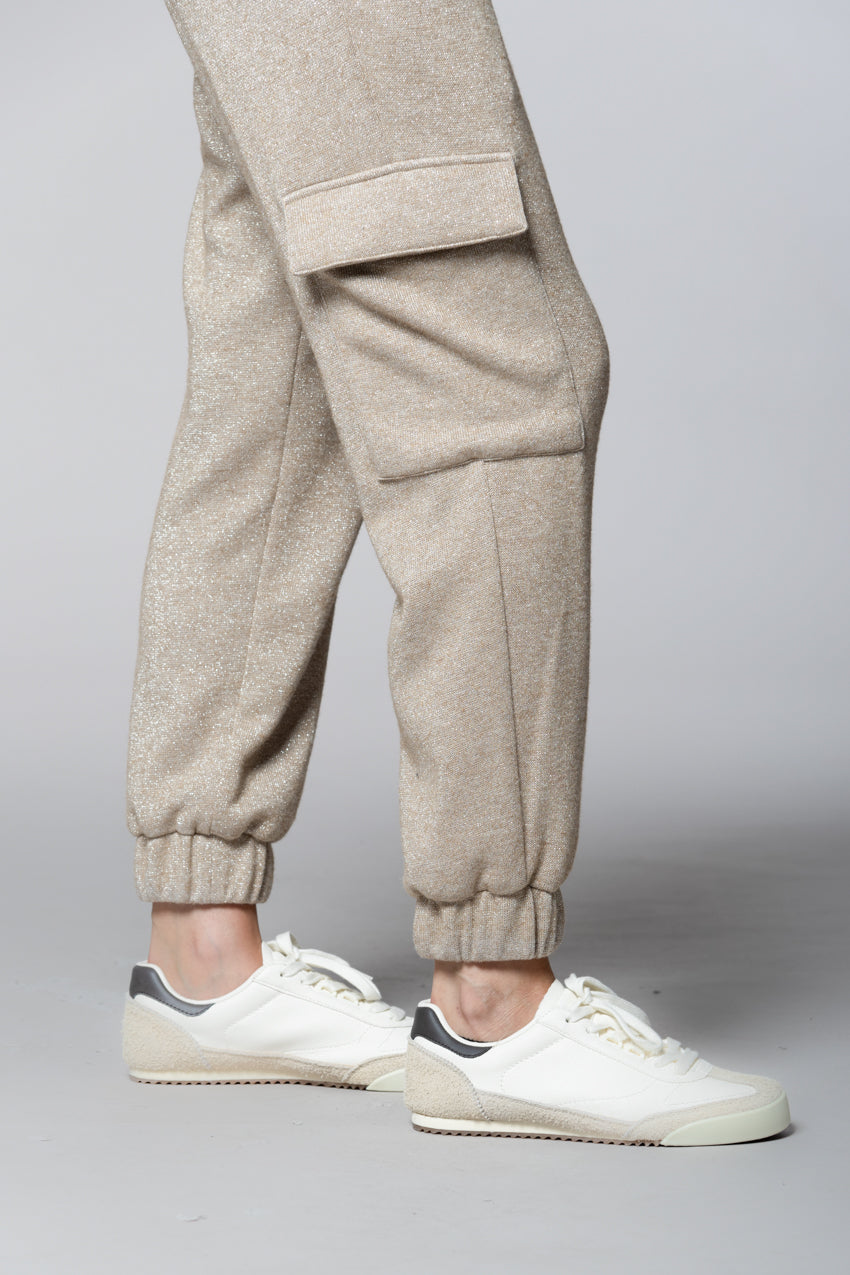 Easy Cargo pantalon cargo femme en maille jersey lurex relaxed fit
