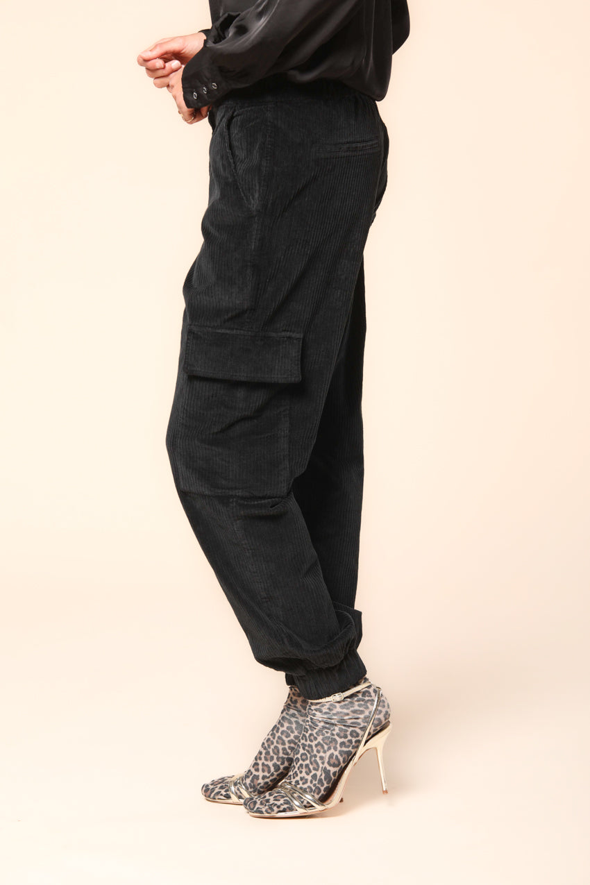 Easy Cargo pantalone cargo donna in velluto costa francia relaxed fit