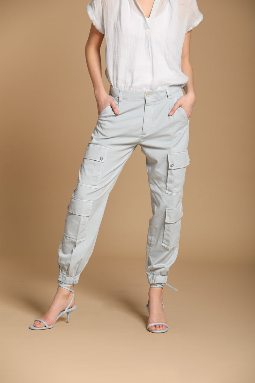 Evita Cargo pantalone cargo donna in gabardina relaxed fit