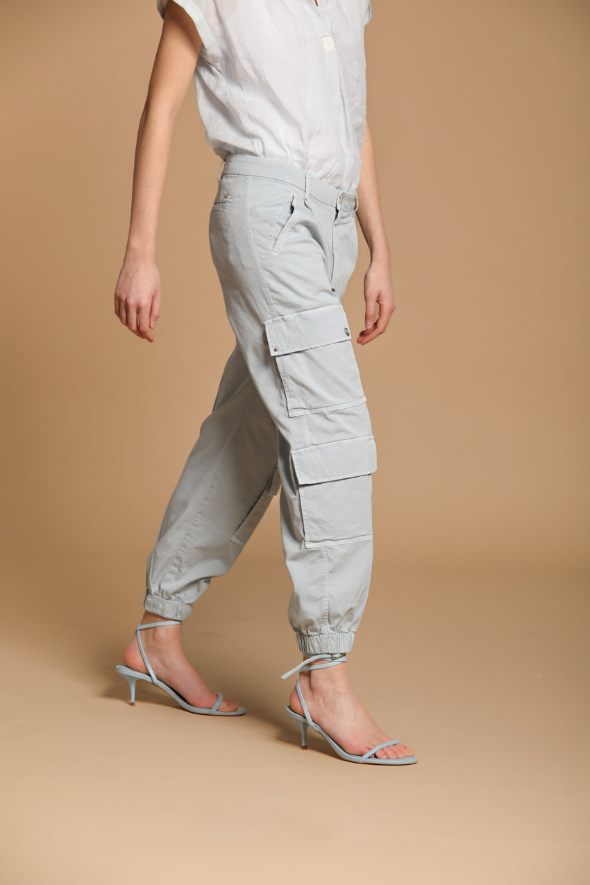 Evita Cargo pantalone cargo donna in gabardina relaxed fit