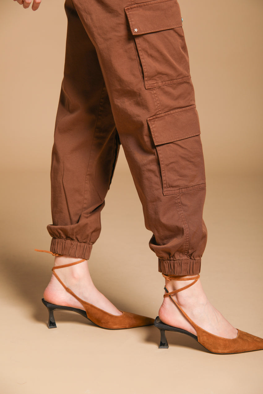 Evita Cargo pantalone cargo donna in gabardina relaxed fit