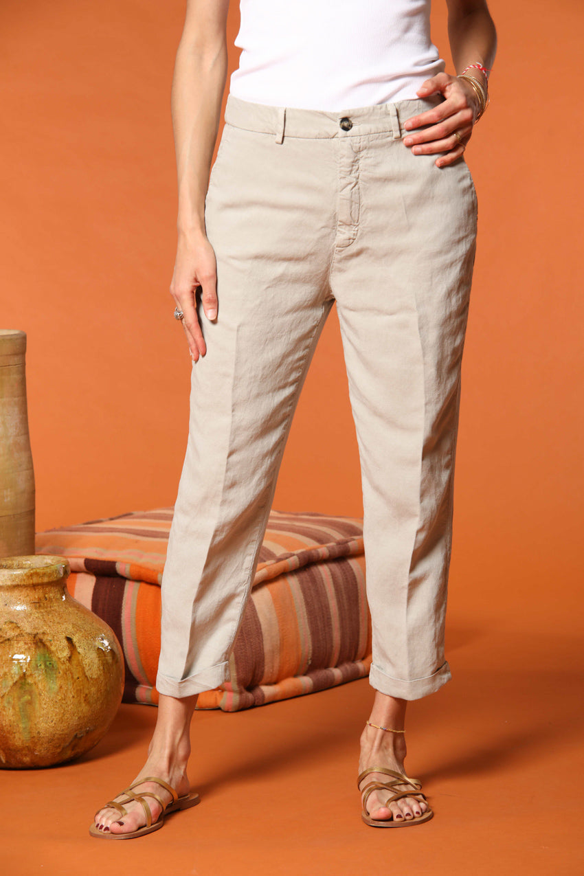Linda Summer women's chino jogger pants in woven mat fabric relaxed fit
