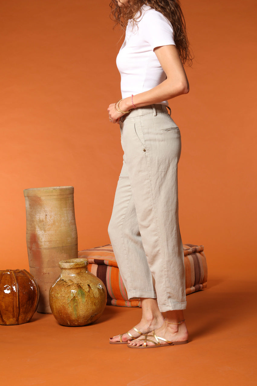 Linda Summer women's chino jogger pants in woven mat fabric relaxed fit