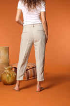 Linda Summer women's chino jogger pants in woven mat fabric relaxed fit