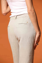 Linda Summer women's chino jogger pants in woven mat fabric relaxed fit