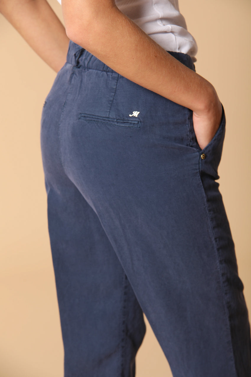 Linda Summer women's chino jogger pants in woven mat fabric relaxed fit