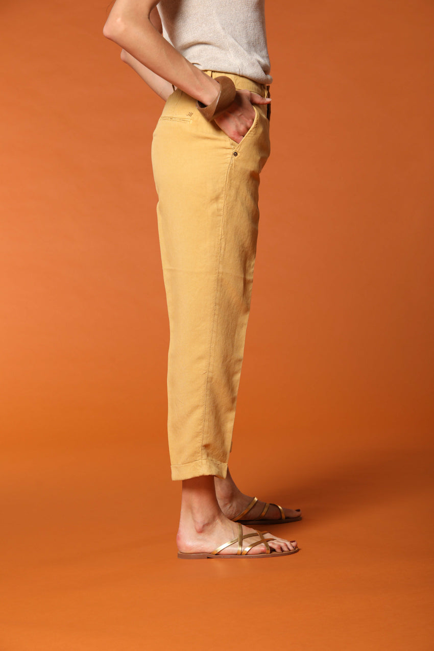 Linda Summer women's chino jogger pants  in woven mat fabric relaxed fit