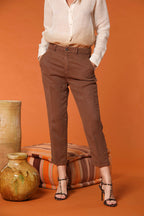 Linda Summer women's chino jogger pants in woven mat fabric relaxed fit