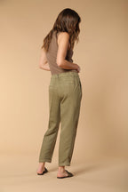 Linda Summer women's chino jogger pants in woven mat fabric relaxed fit