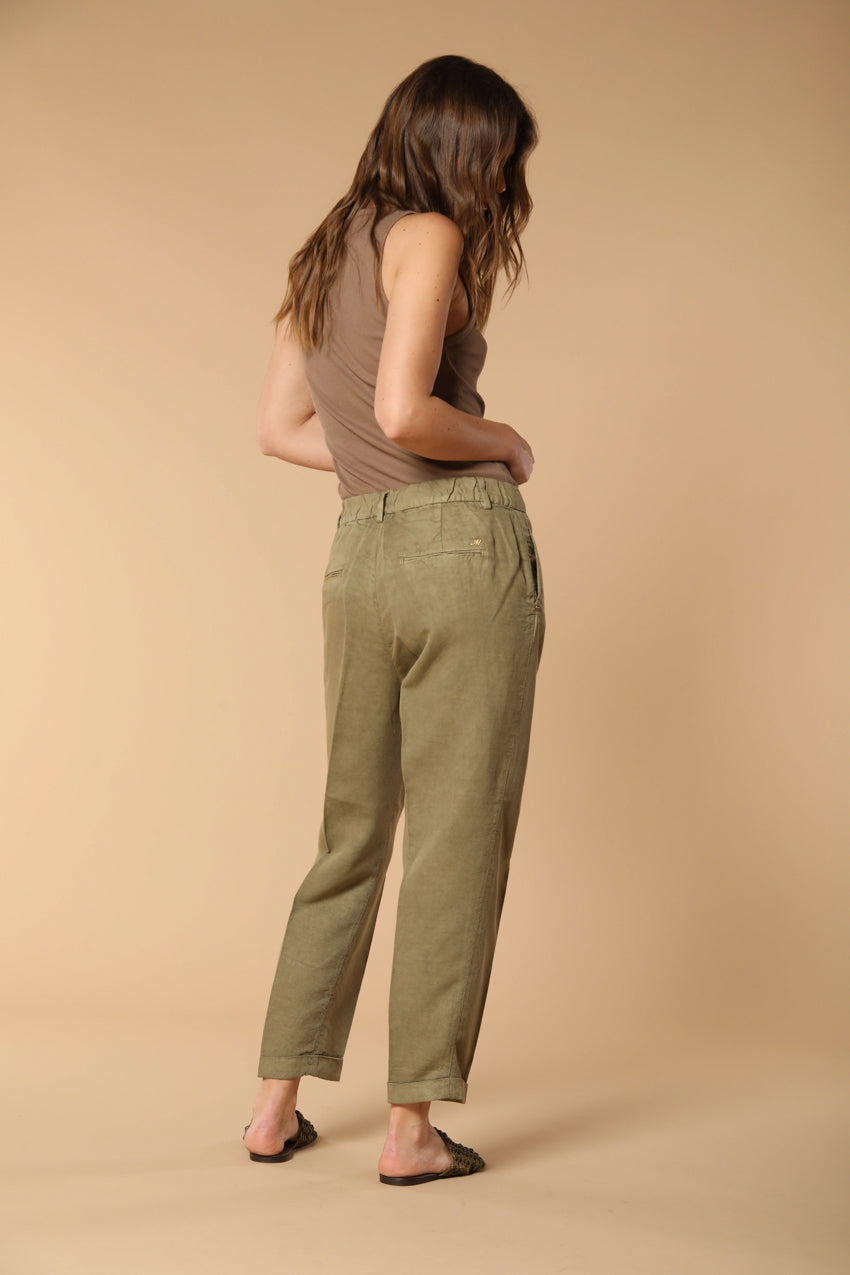 Linda Summer women's chino jogger pants in woven mat fabric relaxed fit