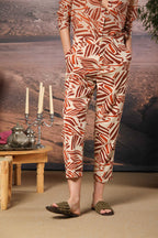 Linda Summer pantalone chino jogger donna in twill con stampa relaxed fit