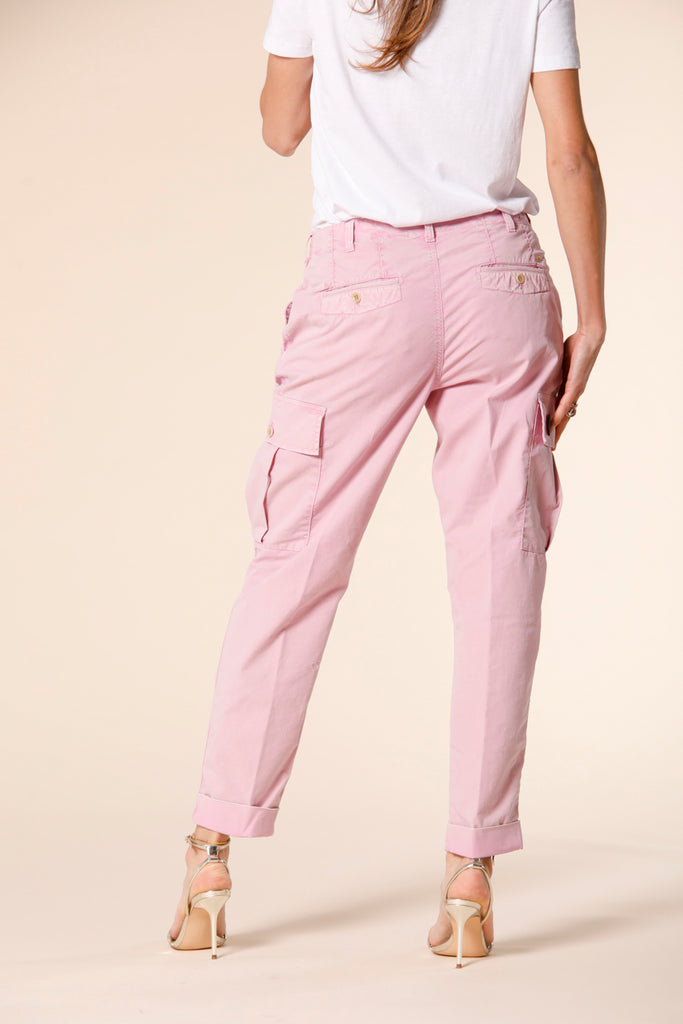 Immagine 4 di pantalone cargo donna in twill di cotone color lilla incon washes modello Judy Archivio W di Mason's