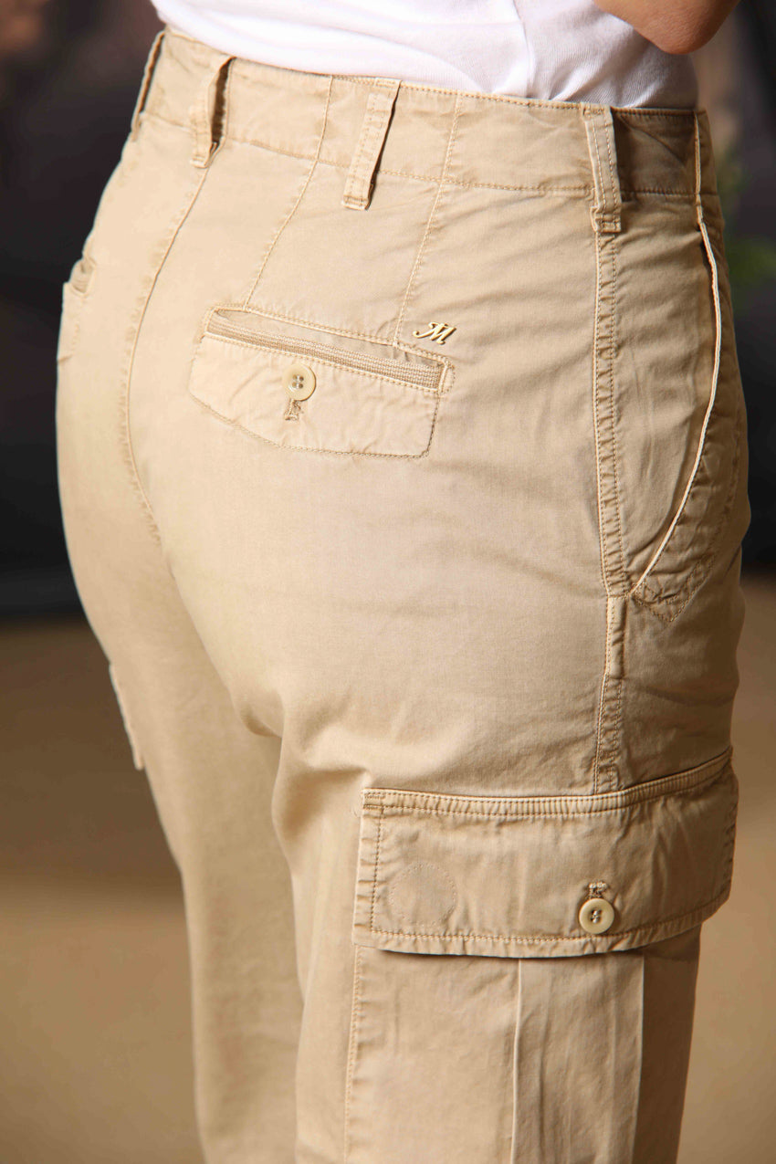 Judy Archivio pantalón cargo mujer en sarga de algodón elástico relaxed fit