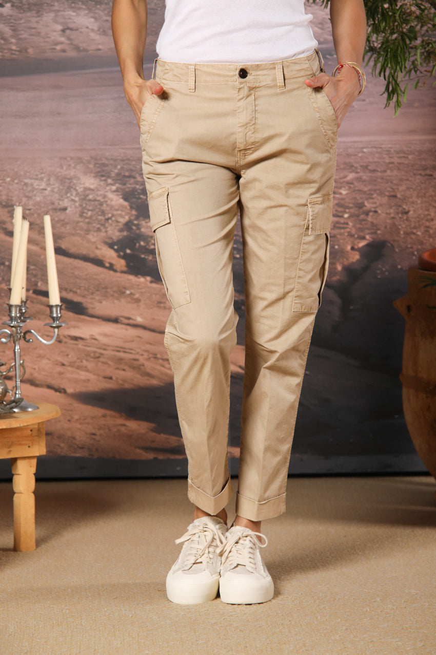 Judy Archivio pantalón cargo mujer en sarga de algodón elástico relaxed fit