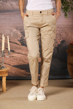 Judy Archivio pantalón cargo mujer en sarga de algodón elástico relaxed fit